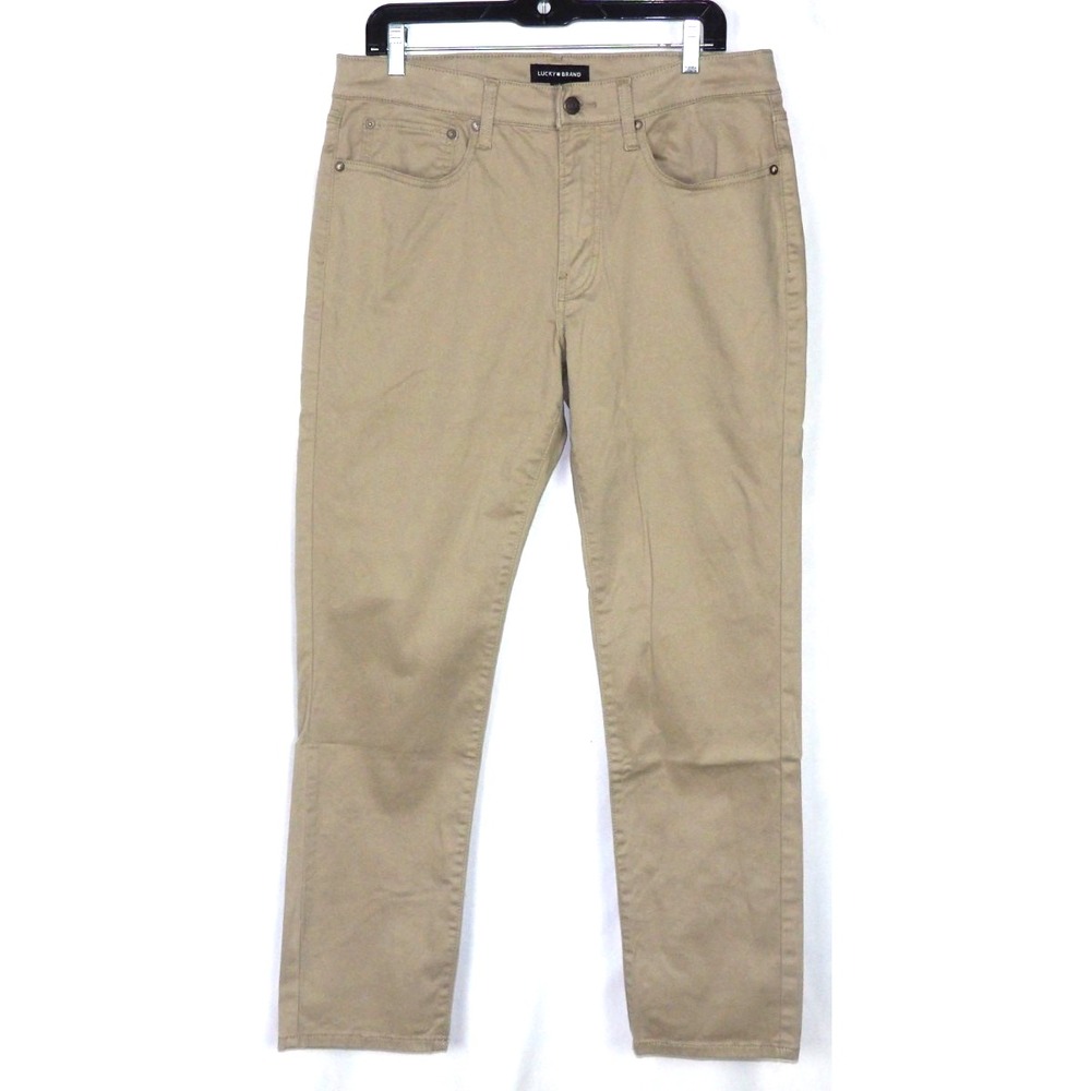 Lucky Brand Light Tan Stretch 5 Pocket 121 Slim Straight Pants Men's 34 X 30